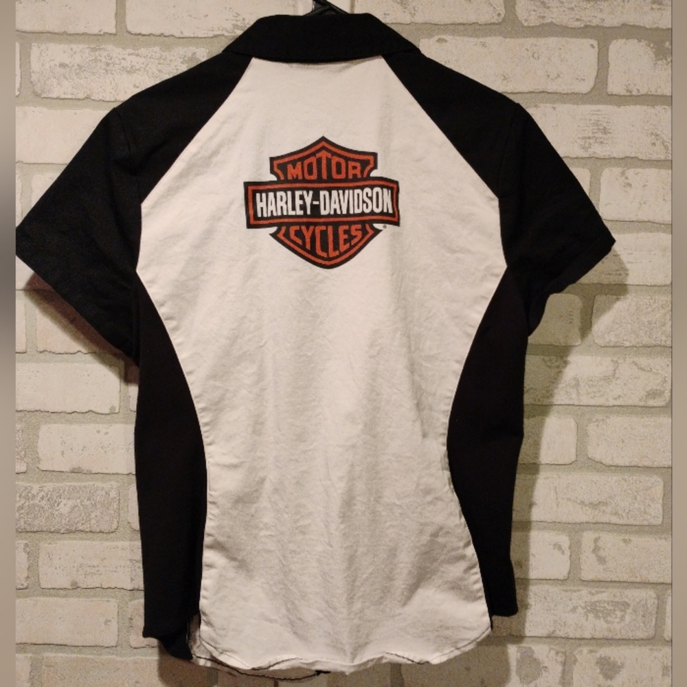 Harley Davidson Zip Down Shirt, LG - Picture 2 of 6